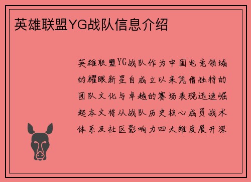 英雄联盟YG战队信息介绍